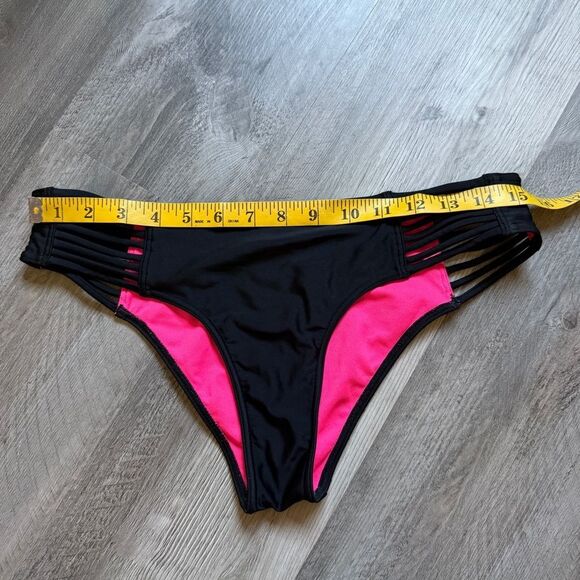 Hollister Black Bikini Bottom Strappy Beach Vacation Large Swimwear - Picture 5 of 10